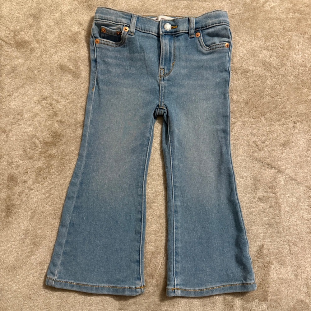 Levi's 726 Flare Jeans Toddler Girls 3T Light Wash Denim Stretch High Rise